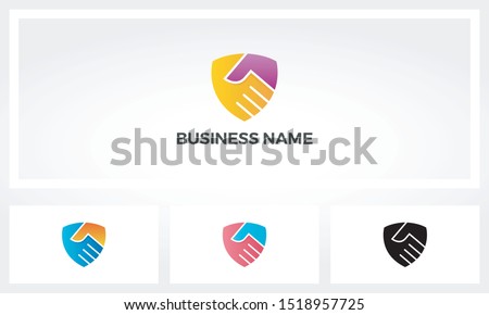 Combination Of Handshake And Shield Logo Design