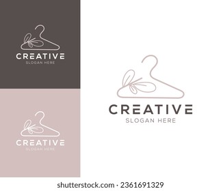 Combination of hanger and abstract leaves logo design vector illustration
