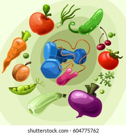 The combination of healthy nutrition and sport exercises