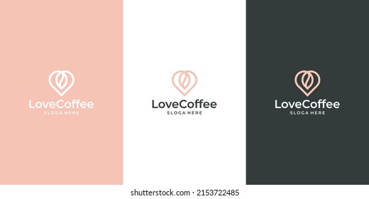 a combination of heart logo design and coffee bean logo with professional lines.