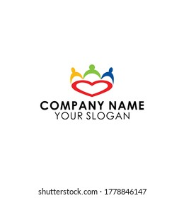 Combination of heart and person vector logo. Love and embrace symbols or icons. A unique and embracing logotype design template.