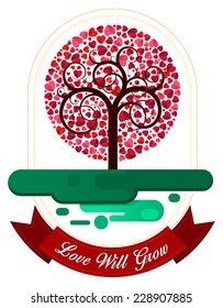 combination of heart and tree ornament for various purpose and event such as valentine and wedding
