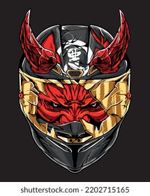 a combination of helmet and devil skull designs