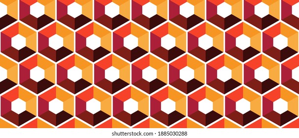 Combination of hexagon forms a seamless pattern background. Modern Indonesian batik. Good for fabrics, wallpapers and background.