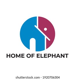 combinación de hogar y elefante en el vector de logotipo de círculo