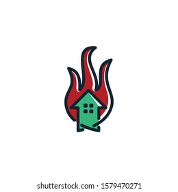 Combination of home and fire logo design vectors unique