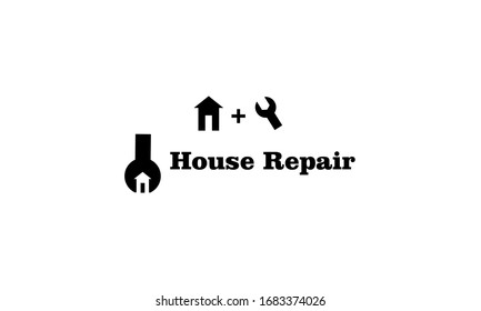 combination of home logo and Adjustable spanner (adjustable wrench) , forming a home improvement logo