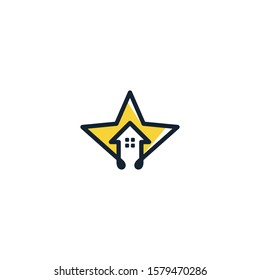 Combination of home and star logo design vector unique