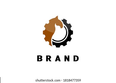 Combinación de caballo y equipo, adecuado para el logotipo en la industria de la maquinaria.