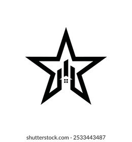 Combination house building with star design logo