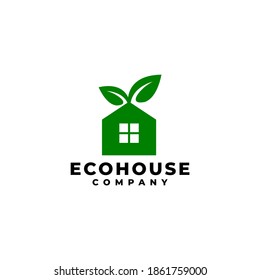 combination of house and leaf. home logo.