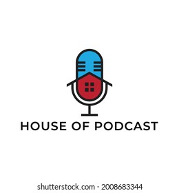combination of house and microphone logo vector