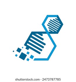 combination icon of helix strand DNA human logo vector isolated on white background