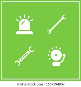 combination icon. This set with alarm and spanner vector icons for mobile and web