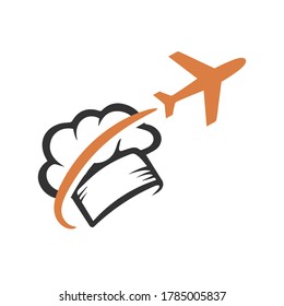 combination images of transportations symbol and kitchenware icon for food blogging vlogging Traveling logo design vector stock illustration