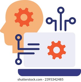 combination of implants and AI vector icon design, predictive modeling or adaptive control symbol, artificial intelligence sign, deep learning, transforming brain signals into audible speech concept