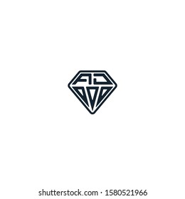 Combination of initial letter AD and diamond logo design vector