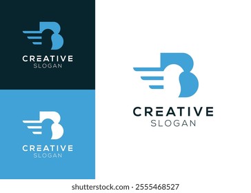 Combination of initial letter B with bird elements logo vector design