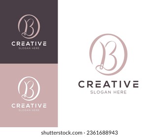 Combination of initial letter B with needle and thread logo design vector illustration