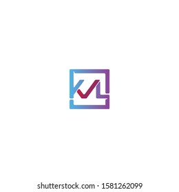Combination of initial letter KVL and checklist logo design colorful