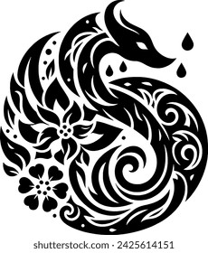 a combination of intricate batik patterns that form designs with animal and plant themes