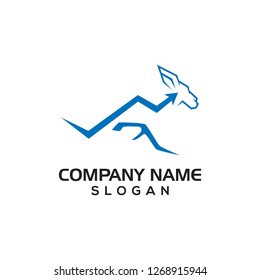 Combination kangaroo with upward graphs for SEO or Consultant logo template