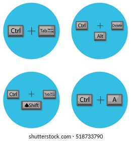 Combination of keyboard hot buttons. Command to computer shift, tab, ctrl. Vector illustration