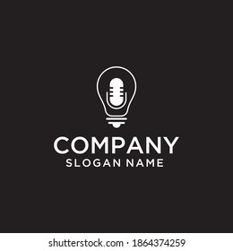 el concepto de logotipo combinado de lámpara con un logotipo único, sencillo y creativo de micrófono para ideas musicales, karaoke, tiendas de micrófonos,