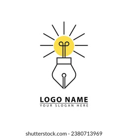 Combination of lamp and pen logo icon. Abstract vector hobby graphic simple flat illustration. good for industry, business and hobbies.