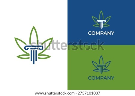 the combination of law and marijuana. marijuana law logo.