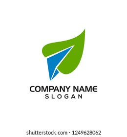 Combination of Leaf and Airplane origami head for Aviation or travel logo templates with vector files
