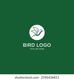 Combination leaf and bird logo design premium vector