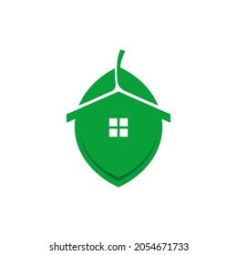 combination of a leaf and a house, good for real estate company with a nature theme.