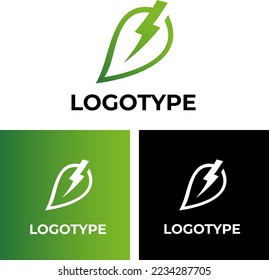 Kombination aus Blatt und Blitz, Öko-Energie und Ökologie-Logo