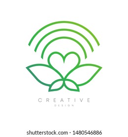 A combination of leaves and hearts and creative and unique sound symbols. Design for you in your assignments or projects. Can be used for brands, labels, logos and others