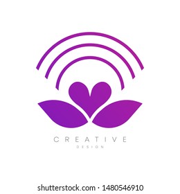 A combination of leaves and hearts and creative and unique sound symbols. Design for you in your assignments or projects. Can be used for brands, labels, logos and others