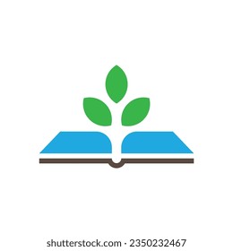 combinación de hojas y vector del logotipo del libro abierto