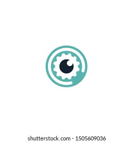 Combination of lens and gear logo design vector