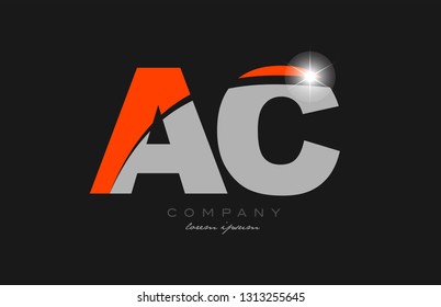 combination letter ac a c in grey orange color alphabet logo icon design suitable for a company or business