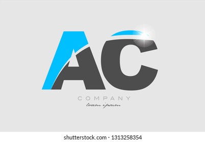 combination letter ac a c in grey blue color alphabet logo icon design suitable for a company or business