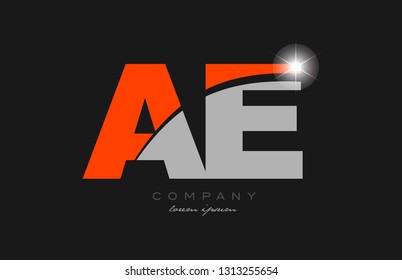 combination letter ae a e in grey orange color alphabet logo icon design suitable for a company or business