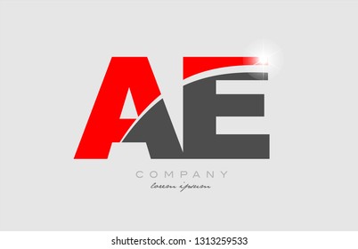 combination letter ae a e in grey red color alphabet logo icon design suitable for a company or business