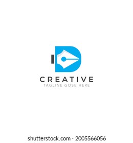 Combination of letter B logo design with Pen, Writen Logo, creative design, logo or icon symbol