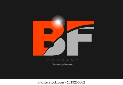 combination letter bf b f in grey orange color alphabet logo icon design suitable for a company or business