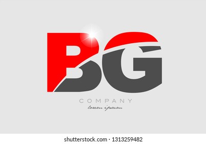 combination letter bg b g in grey red color alphabet logo icon design suitable for a company or business