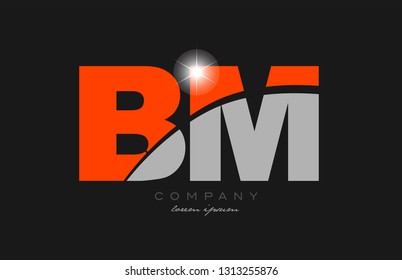 letra combinada bm b m m en color naranja gris el diseño del logotipo del logotipo adecuado para una empresa o negocio