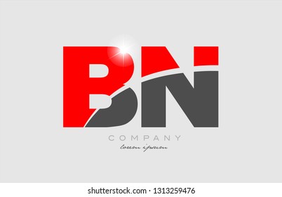 combination letter bn b n in grey red color alphabet logo icon design suitable for a company or business