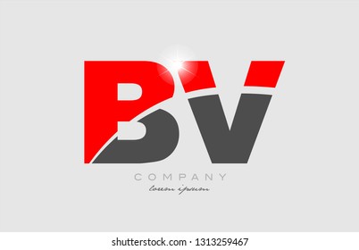 combination letter bv b v in grey red color alphabet logo icon design suitable for a company or business