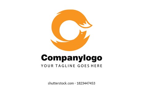 Combination letter c and fox Logo design vector template