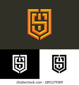 Combination of letter C, letter S, letter I and J for initial or logo. Typography of pentagonal shape, embossed or 3d effect.